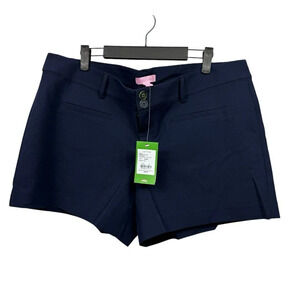 Lilly Pulitzer Joette Stretch Dinner Shorts Size 16 Midnight Navy Plus NWT *FLAW